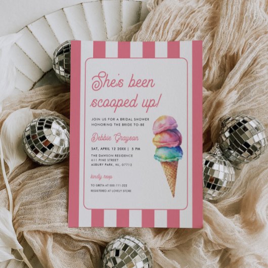 Invitation She's Been Scooped Up Bridal Shower