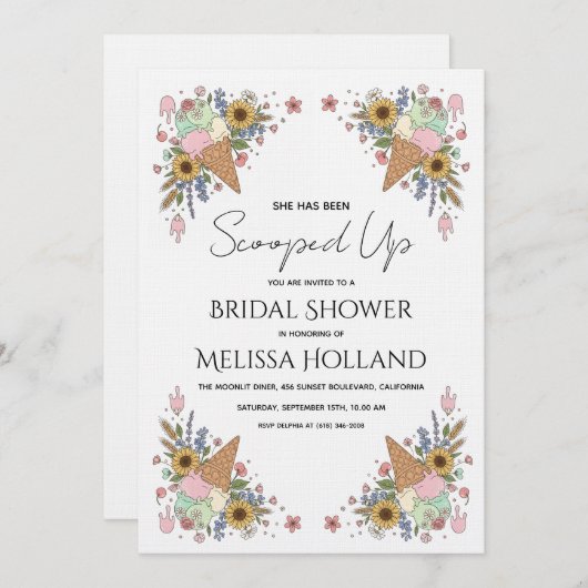 Invitation She's Been Scooped Up Ice Cream Bridal Shower (Devant / Derrière)