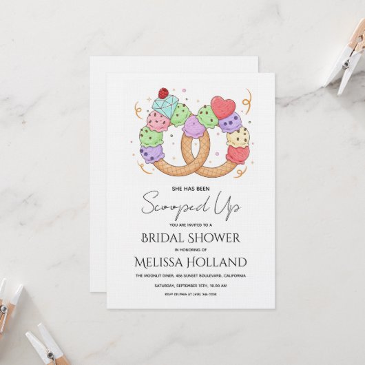 Invitation She's Been Scooped Up Ice Cream Bridal Shower (Devant/Arrière en situation)