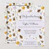 Invitation She's Found Her Honey Bees Floral Bridal Shower (Devant / Derrière)