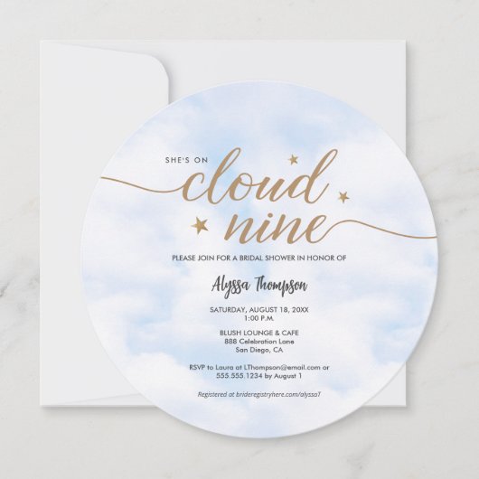 Invitation She's on Cloud 9 Dreamy Bridal Shower Clouds (Devant)
