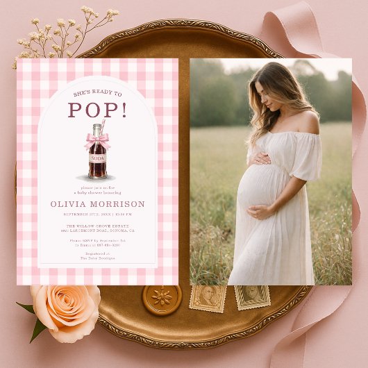 Invitation She's Ready to Pop Girl Pink Photo Baby Shower