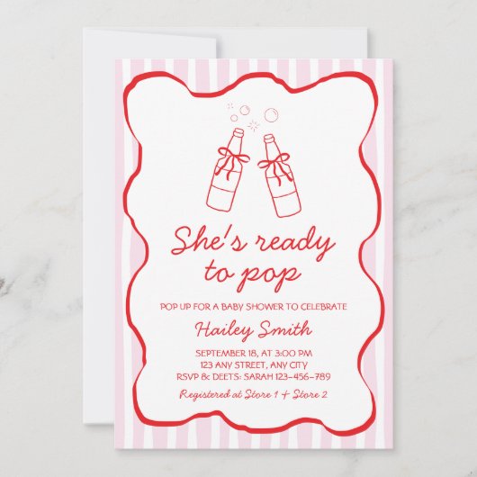 Invitation She's Ready To Pop Red Soda Bottle Baby Shower (Devant)