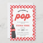Invitation She's Ready to Pop Retro Soda Red Pink Baby Shower (Devant)