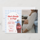 Invitation She's Ready to Pop Soda Baby Shower Photo (Devant)