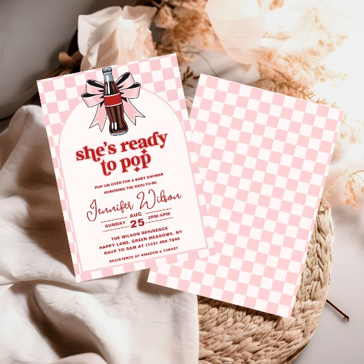 Invitation She's Ready to Pop Soda pink Baby Shower
