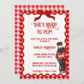 Invitation She's Ready to Pop Soda Red Gingham (Devant / Derrière)