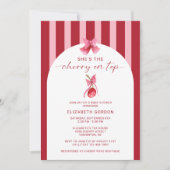 Invitation She's the Cherry on Top Baby Shower Coquette (Devant)