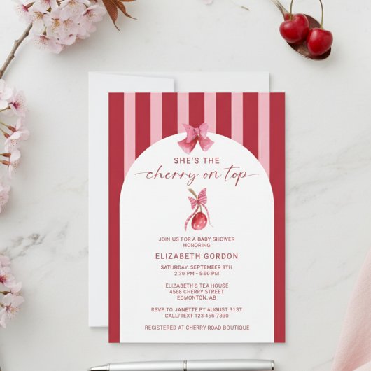 Invitation She's the Cherry on Top Baby Shower Coquette