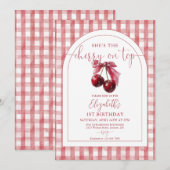 Invitation She's The Cherry On Top Bow Birthday (Devant / Derrière)