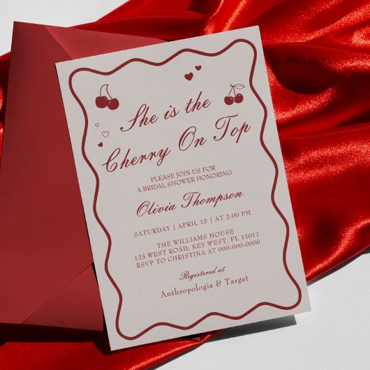 Invitation She's The Cherry On Top Bridal Shower