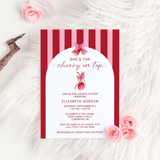 Invitation She's the Cherry on Top Bridal Shower Coquette