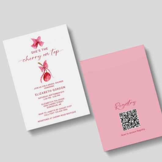 Invitation She's the Cherry on Top Bridal Shower QR Registry