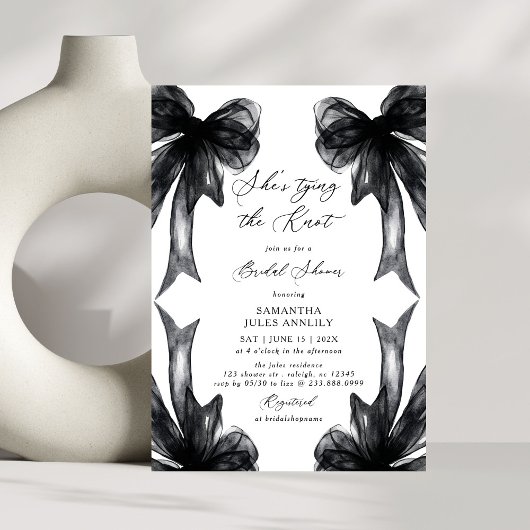 Invitation She's Tying The Knot Black Bow Bridal Shower