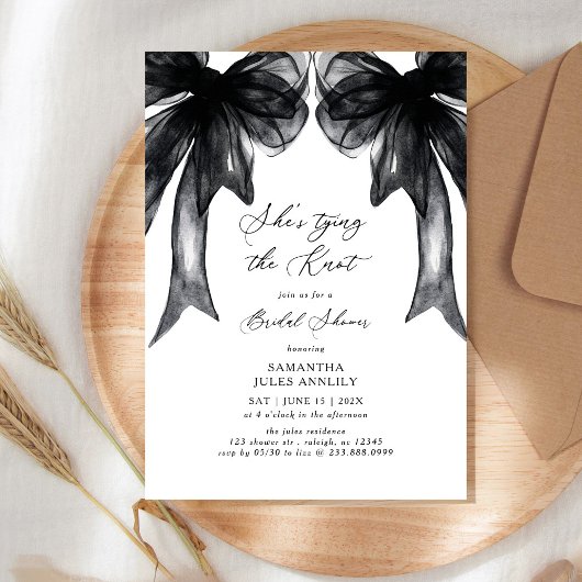 Invitation She's Tying The Knot Black Bow Bridal Shower