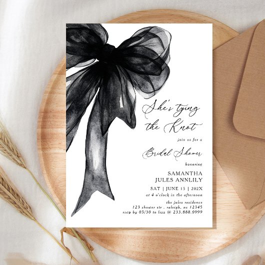 Invitation She's Tying The Knot Black Bow Bridal Shower