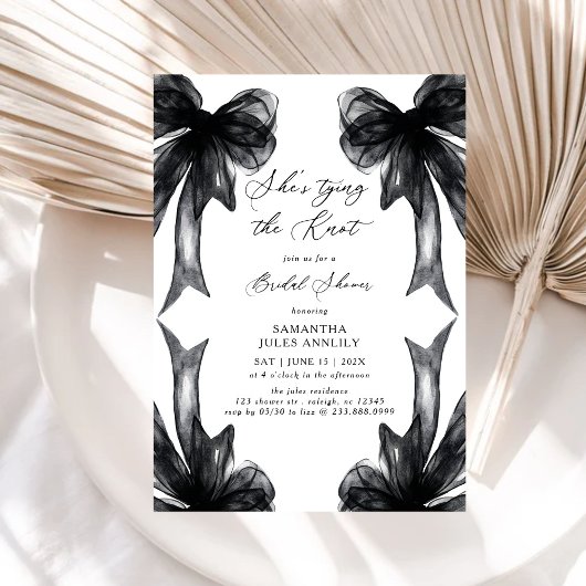 Invitation She's Tying The Knot Black Bow Bridal Shower