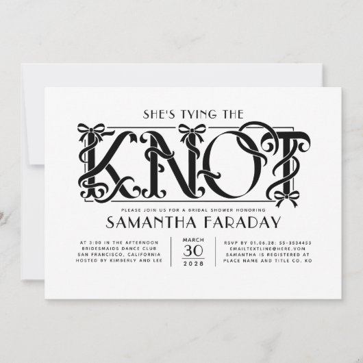 Invitation She's Tying The Knot Black Bow Bridal Shower (Devant)