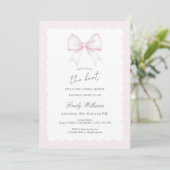 Invitation She's Tying The Knot Pink Blush Bow Bridal Shower (Debout devant)