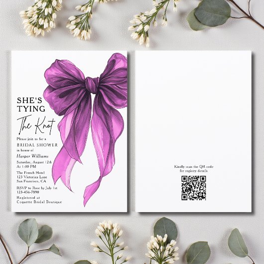 Invitation She's Tying The Knot QR Code Bridal Shower