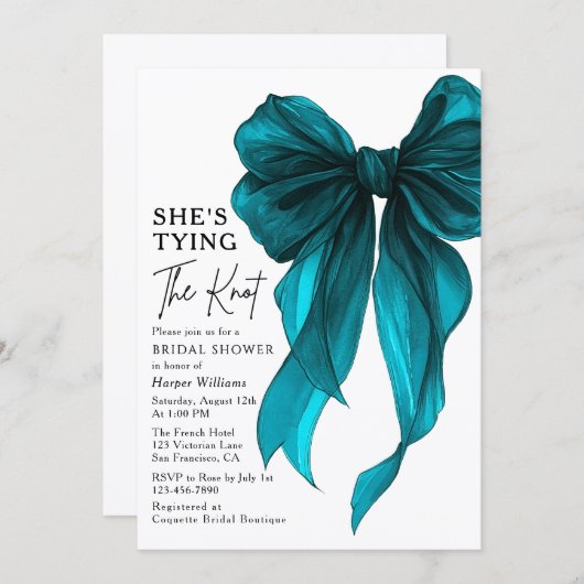 Invitation She's Tying The Knot QR Code Bridal Shower (Devant / Derrière)