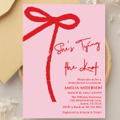 Invitation She's Tying the Knot Red,pink Bow Bridal Shower