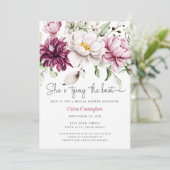Invitation She's Tying the Knot White Pink Floral Bridal  (Debout devant)