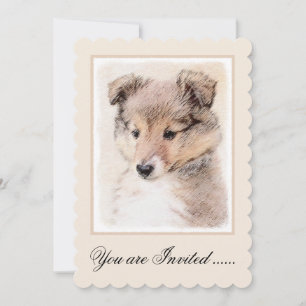 Invitation Shetland Sheepdog Puppy Peinture Chien original ar