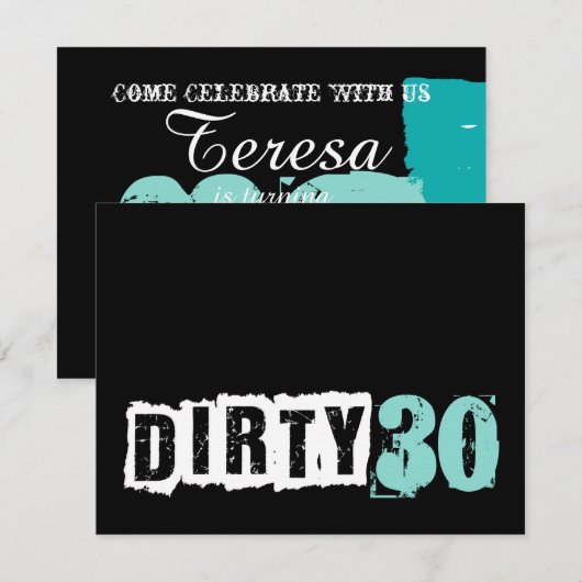 Invitation Shh A Surprise Dirty 30e fête de l'anniversaire bl (Devant / Derrière)