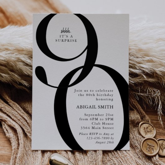 Invitation Shh It's a Surprise 90th Birthday Party