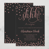 Invitation Shh Surprise Birthday Party Rose Gold Confetti (Devant / Derrière)
