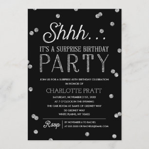Invitation Shh Surprise fête d'anniversaire Faux Parties scin
