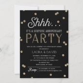 Invitation Shh Surprise Parties scintillant Confetti Annivers (Devant)