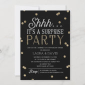 Invitation Shh Surprise Party Faux Gold Parties scintillant C (Devant)