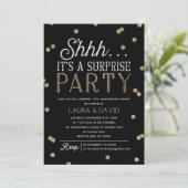 Invitation Shh Surprise Party Faux Gold Parties scintillant C (Debout devant)