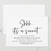 Invitation Shhh, C'est un secret, Surprise fête d'anniversair (Devant / Derrière)