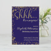Invitation Shhh C'est une surprise fête d'anniversaire Gold A (Debout devant)