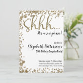 Invitation Shhh C'est une surprise fête d'anniversaire Gold A (Debout devant)