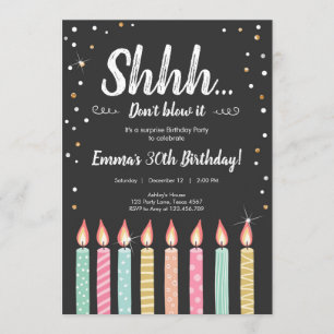 Invitation Shhh C'est une Surprise Gold Confetti fête d'anniv