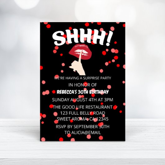 Invitation SHHH ! Fête d'anniversaire surprise