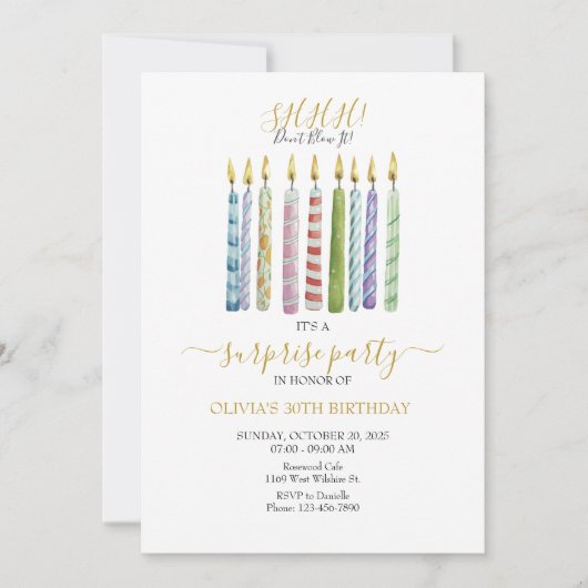 Invitation SHHH ! Ne le souffle pas ! Anniversaire (Devant)