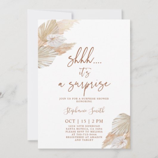 Invitation Shhh Surprise Pampas Douche Grass (Devant)