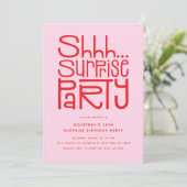 Invitation Shhh Surprise Party Anniversaire moderne (Debout devant)