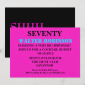 Invitation Shhh Surprise Seventieth fête d'anniversaire (Devant / Derrière)