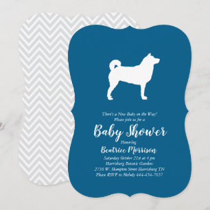 Invitation Shiba Inu Chien Baby Douche Garçon Bleu