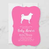 Invitation Shiba Inu Chien Baby shower fille rose (Devant)