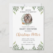 Invitation Shih Tzu Chien Chien Chiot Verdure Baby shower Boh (Devant)