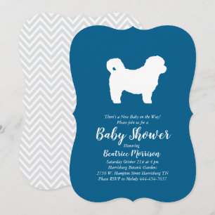 Invitation Shih Tzu Teddy Bear Chien Baby shower Blue Boy