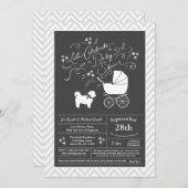 Invitation Shih Tzu Teddy Bear Chien Baby shower genre neutre (Devant / Derrière)