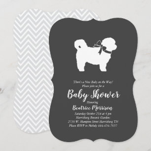 Invitation Shih Tzu Teddy Bear Chien Baby shower genre neutre